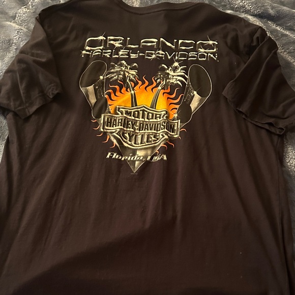 Harley-Davidson Black Short Sleeve Tee with Brown and Gold Eagle Graphic - Picture 2 of 4